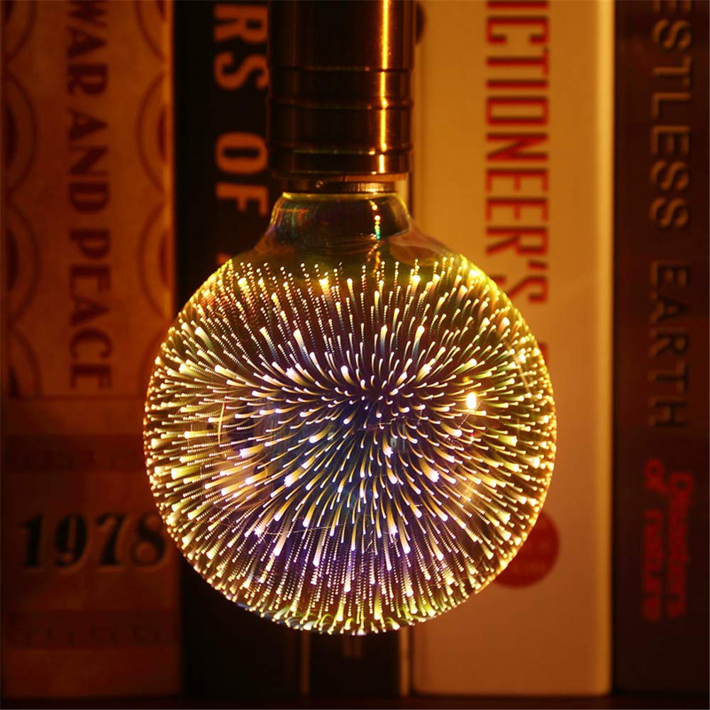 Tnfeeon LED Light Bulbs E27 Glass Cover Gorgeous Lighting Silver Plated 3D Fireworks LED Light Bulb for Wedding (605)