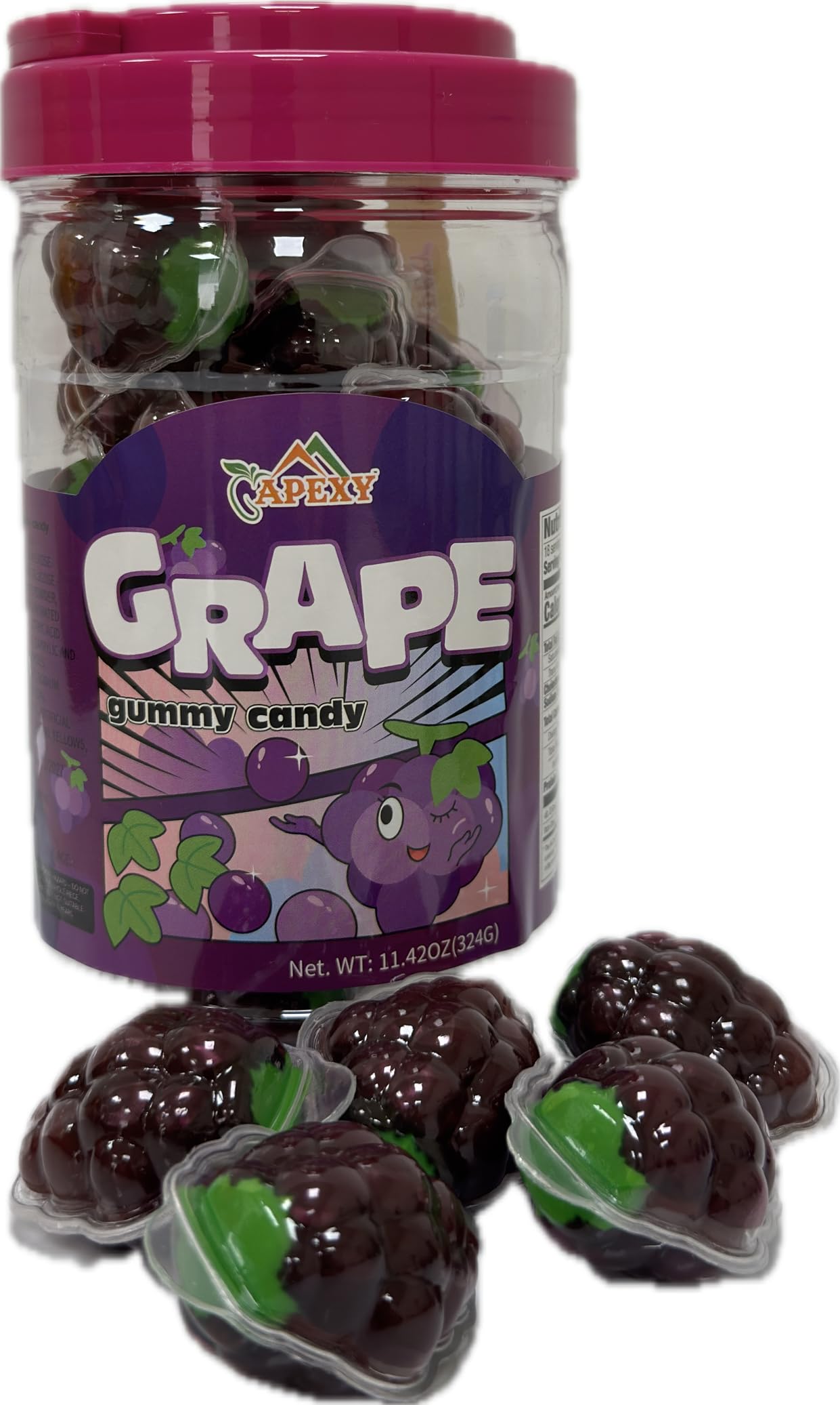 Apexy Grape Gummy Gummies - with Fruity Liquid Center Gummy Candy for Halloween, Birthday, Trick Or Treat, Party Candy - Jelly Filled Gummies, Fat Free, Nut Free. 11.42oz (Grape)