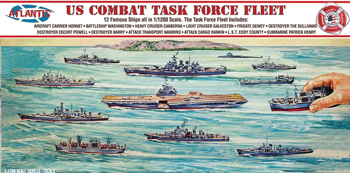 Atlantis US Combat Task Force Fleet 12 Ships Included 1/1200 Scale, Molded Color