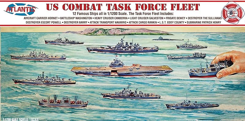 Atlantis US Combat Task Force Fleet 12 Ships Included 1/1200 Scale, Molded Color