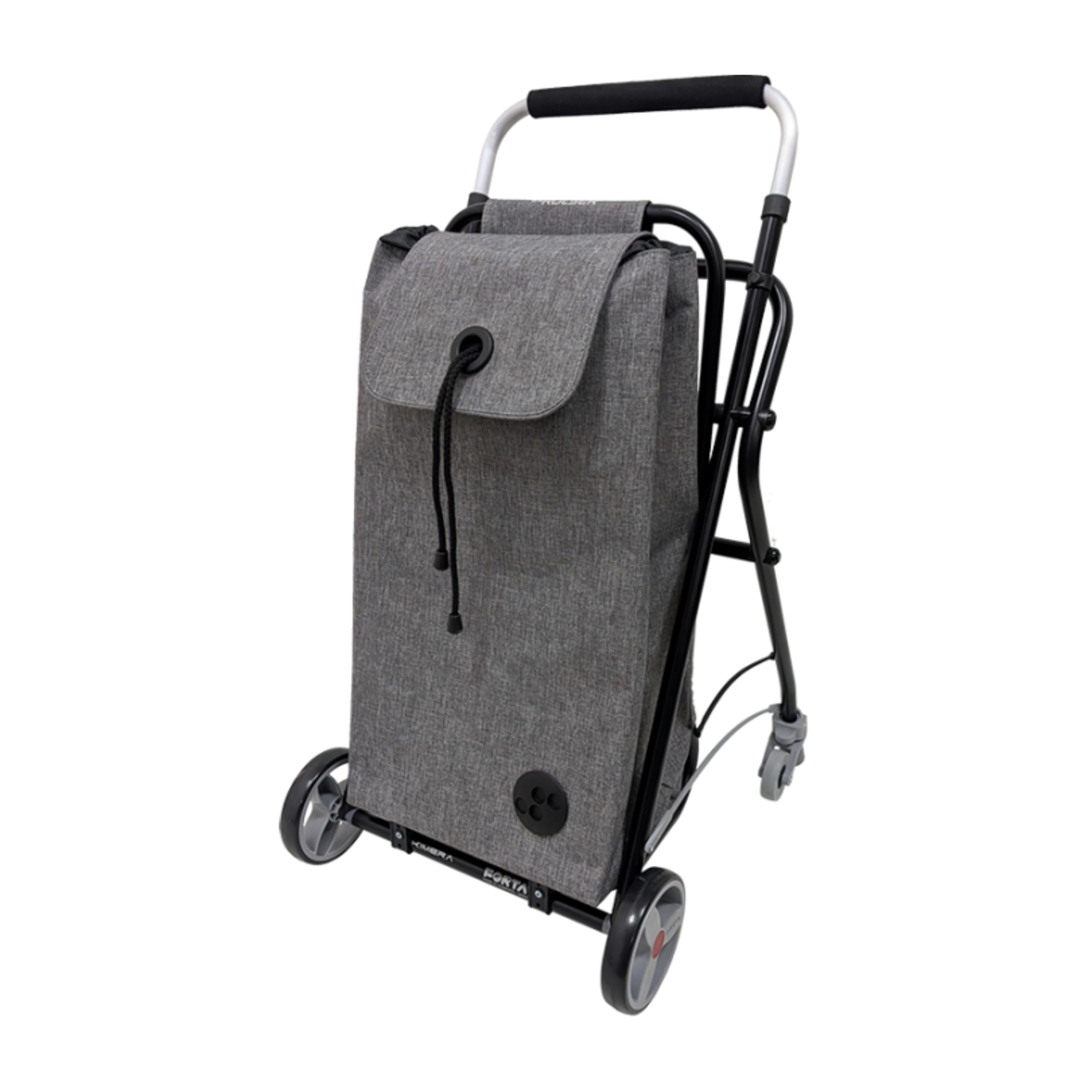 Forta Kimera - Andador con Carro de Compra para Personas Mayores, Andador Ligero de Aluminio con Cesta 25 kg Extraíble, Altura Regulable, Empuñadura Acolchada y Frenos por Presión - Uso Exterior