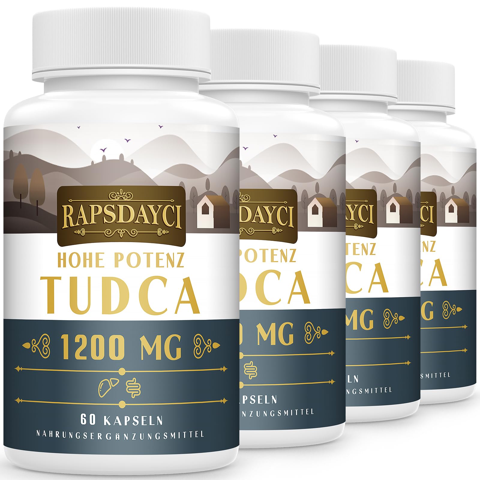 TUDCA ultrapotente (1200 mg per porzione), 240 capsule - Acido tauroursodesossicolico | Non OGM, senza glutine (4 Pack)