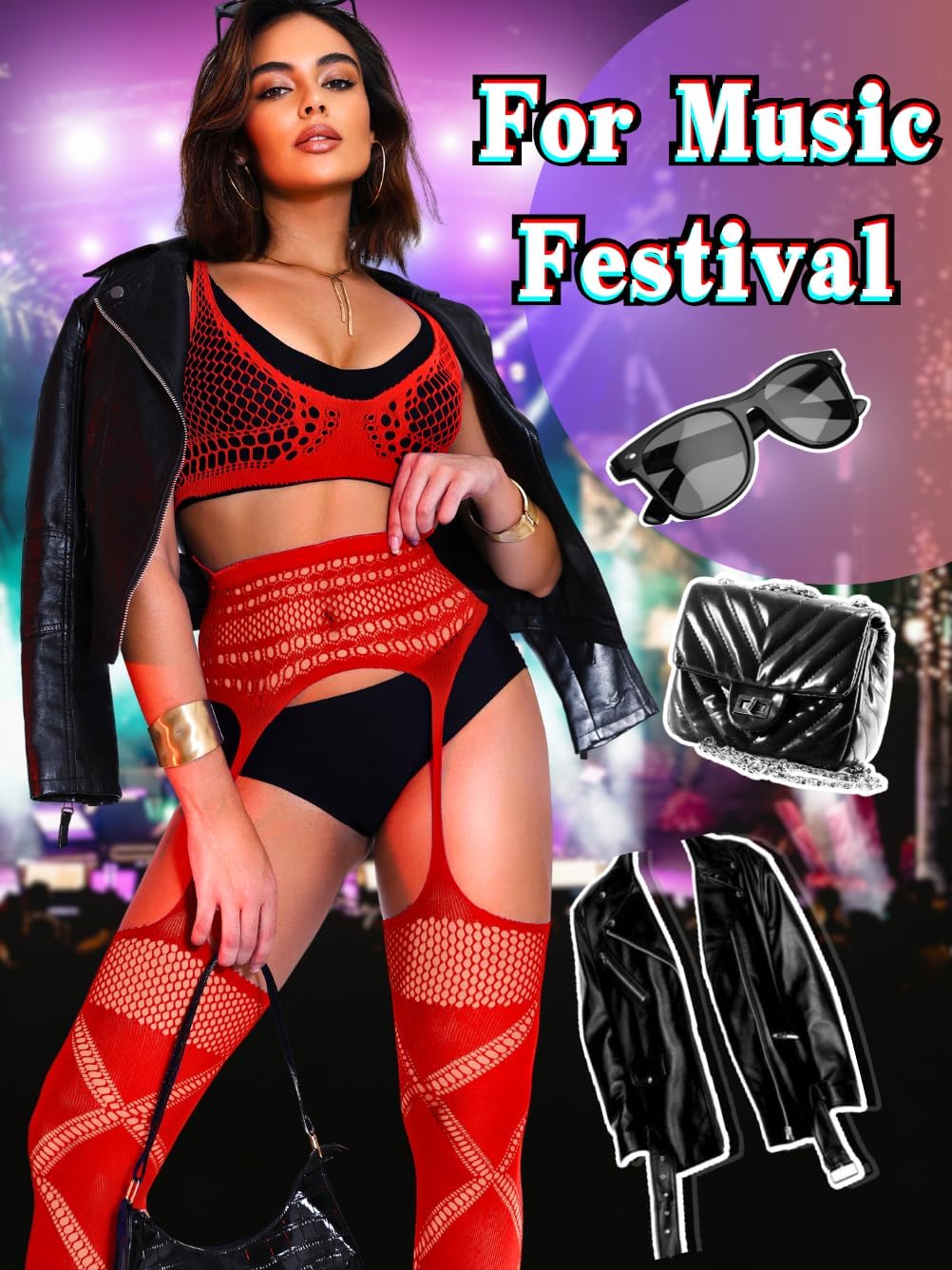 Rave Outfits For Women, Fishnet Bodysuit Glow Party Club, Dancer Stockings Fishnets Lingerie Sheer Jumpsuit Festival - Image 5