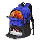 WOLT | Basketball Backpack Large Sports Bag with Separate Ball Holder & Shoes Compartment, Best for Basketball, Soccer, Volleyball, Swim, Gym, Travel(Blue)