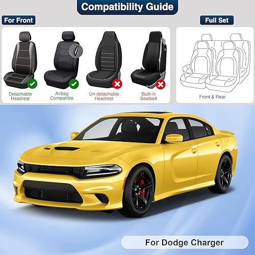 Miniatura 10 de Funda de asiento de automóvil para Dodge Charger 2006-2022, fundas estándar de cuero para asiento de automóvil, funda universal antideslizante para