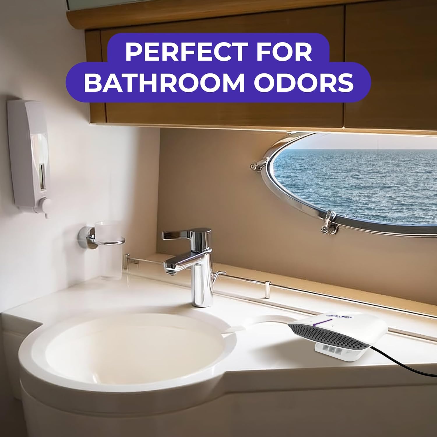 AIRLOCK Voyage – Personal Air Purifier for Boats & RVs | Small Space Odor Control | Everyday Odor Relief | Compact & Portable | Plug-and-play | No Filters | Car Plug or Standard Plug