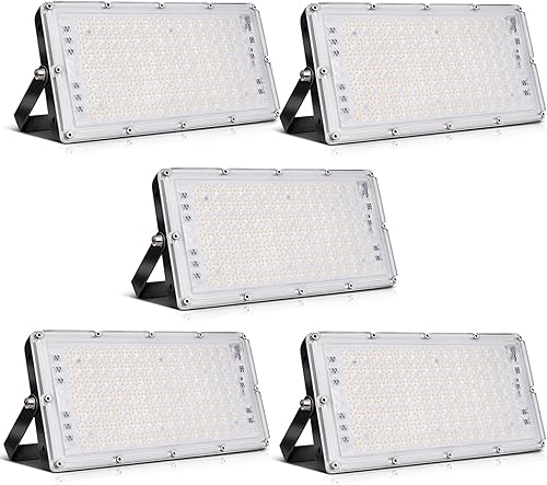 Viugreum Luces de inundación de 100 W para exteriores, luz de trabajo LED súper brillante de 8000 lúmenes, luz de inundación LED blanca cálida de