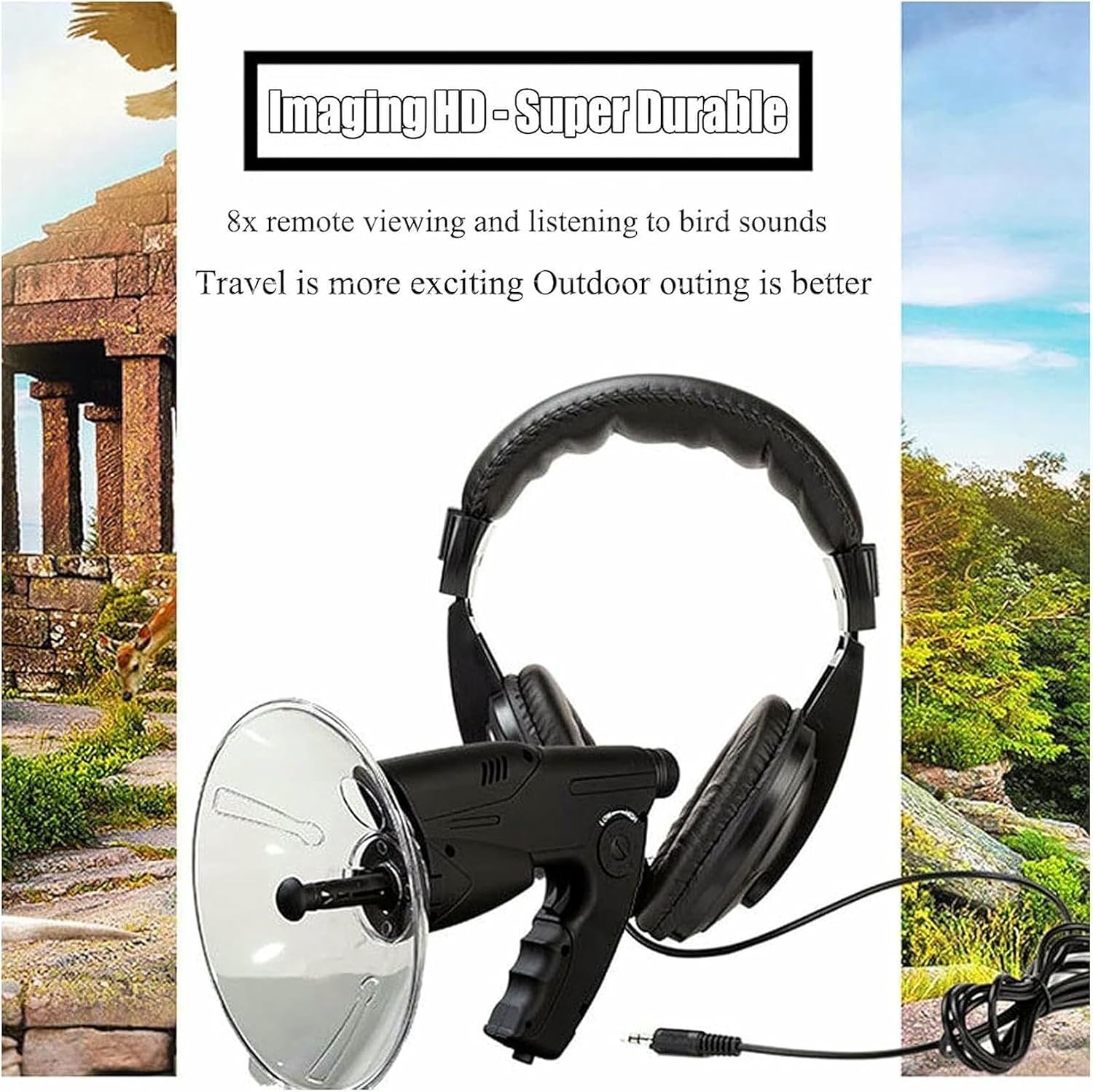 Parabolic Microphone Bionic Ear, Sound Amplifier Spy Ear Bionic Listening Device, Long Range Listening Device Up to 300 FT 8X Magnification