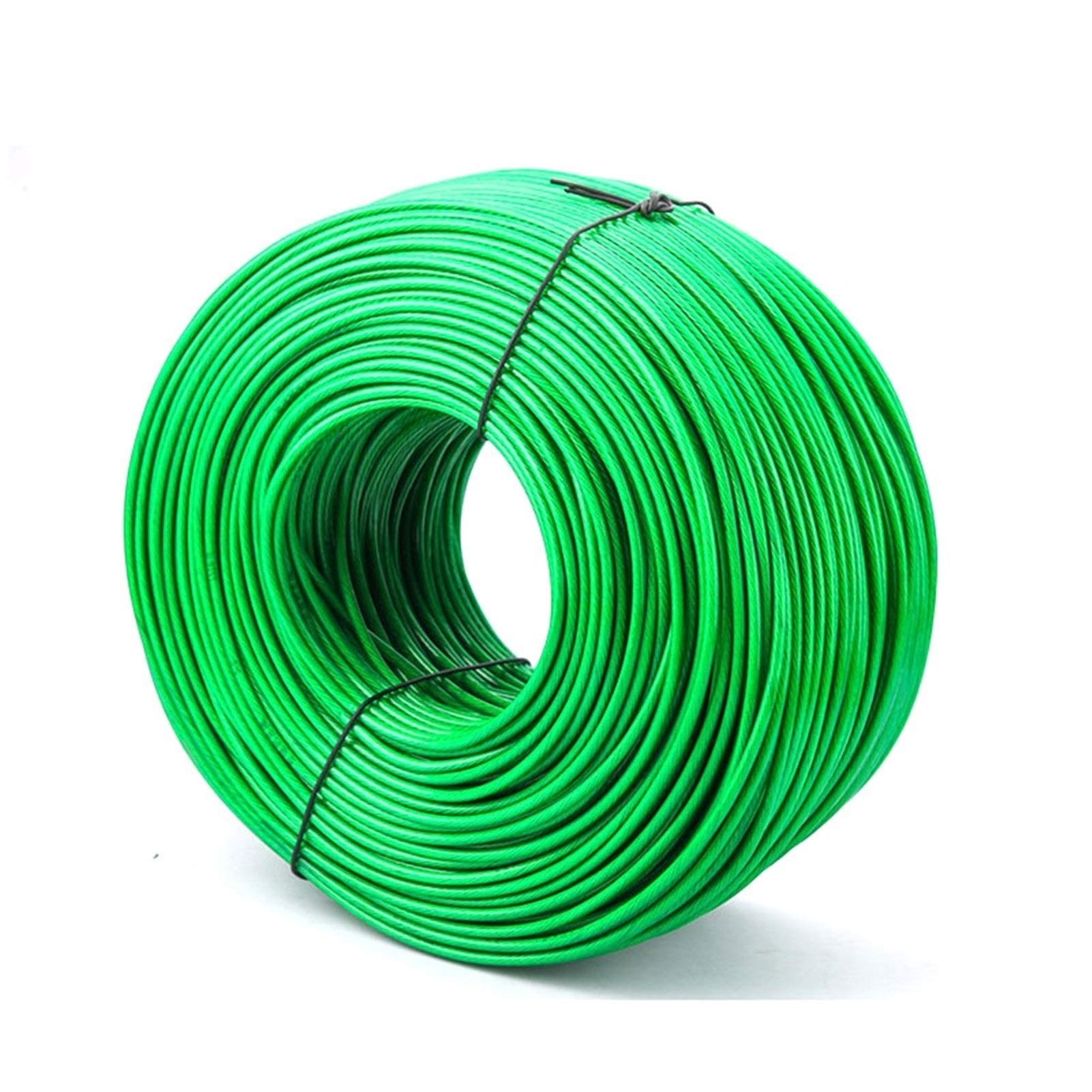 Cable Acero,Cable de Acero 100 metros de alambre de acero recubierto de PVC verde cuerda de alambre flexible cable de acero inoxidable for tender la ropa de efecto invernadero uva rack Shed 2mm(Diamet