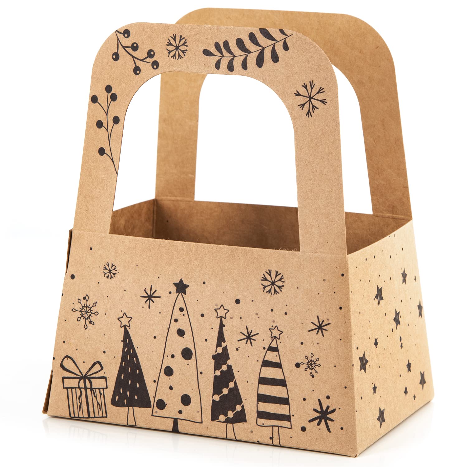 Logbuch-Verlag 25 cajas de Navidad con asa, embalaje de regalo, cesta para rellenar, 14,5 x 8 cm
