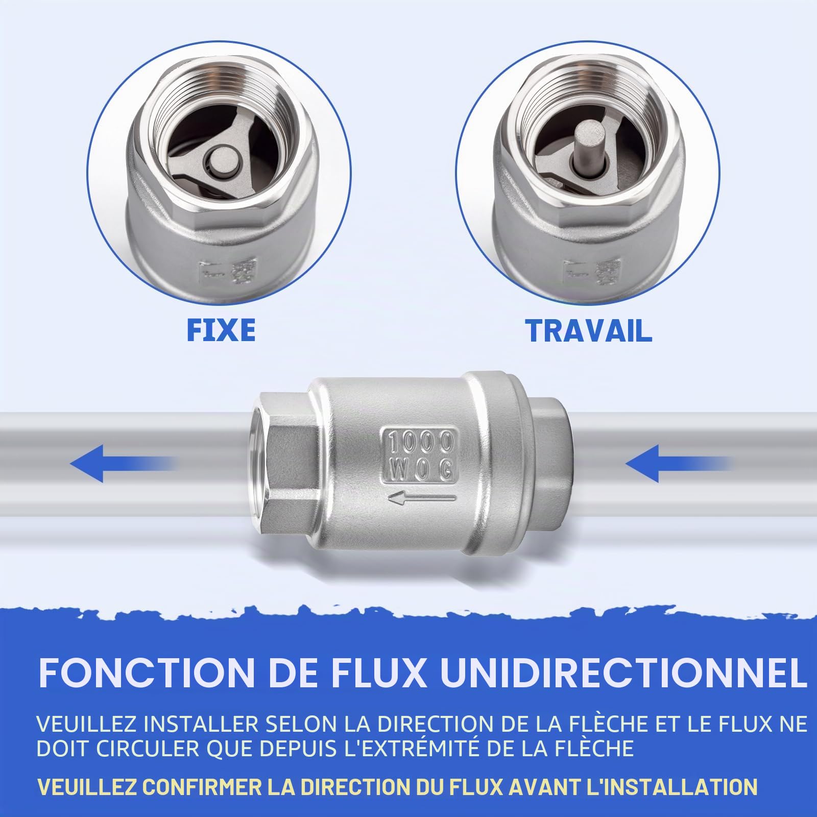 Bwintech 1 clapet anti - retour, 1 "BSP femelle acier inoxydable 304 vertical en ligne clapet à ressort, anti - retour