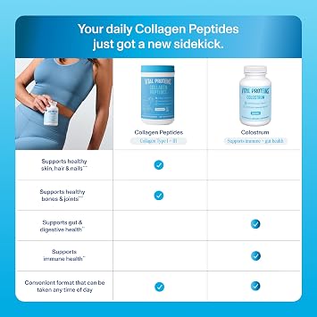 Vital Proteins Bovine Colostrum Supplement 90 Capsules for Gut Health, Immune Support with 40% IgG Premium Bovine Colostrum Superfood, Unflavored, 30 Servings