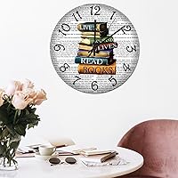 Vista 5 de Lived A Thousand Lives Read Books Reloj de pared de PVC para leer biblioteca, reloj colgante de 15 pulgadas, funciona con pilas, reloj moderno