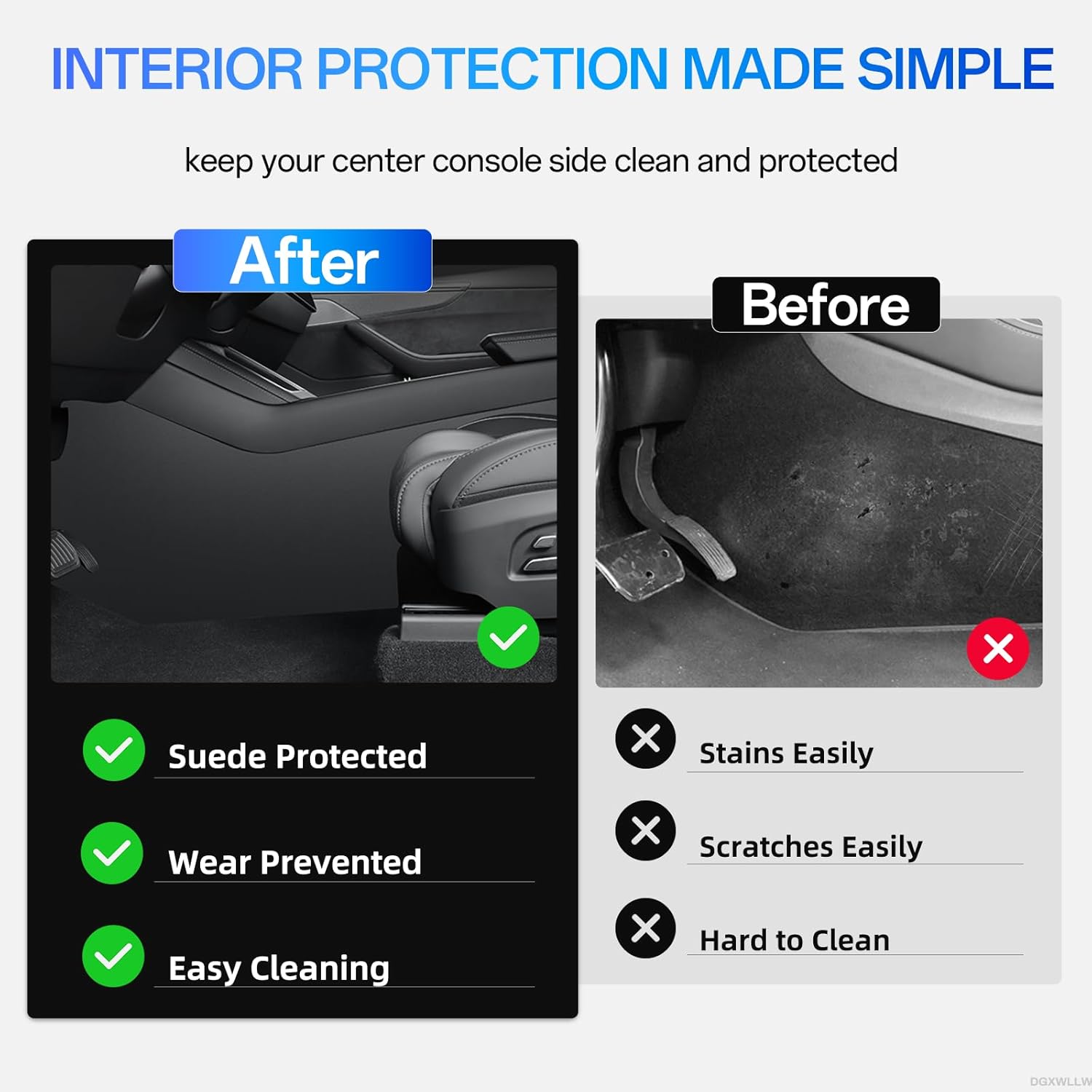 Center Console Side Anti-Kick Mats for Tesla New Model Y Juniper 2025 2026 TPE Front Seat Side Full Cover Anti Kick Pad Waterproof Dustproof Protector Cover Interior Guard Anti Scratch Mat