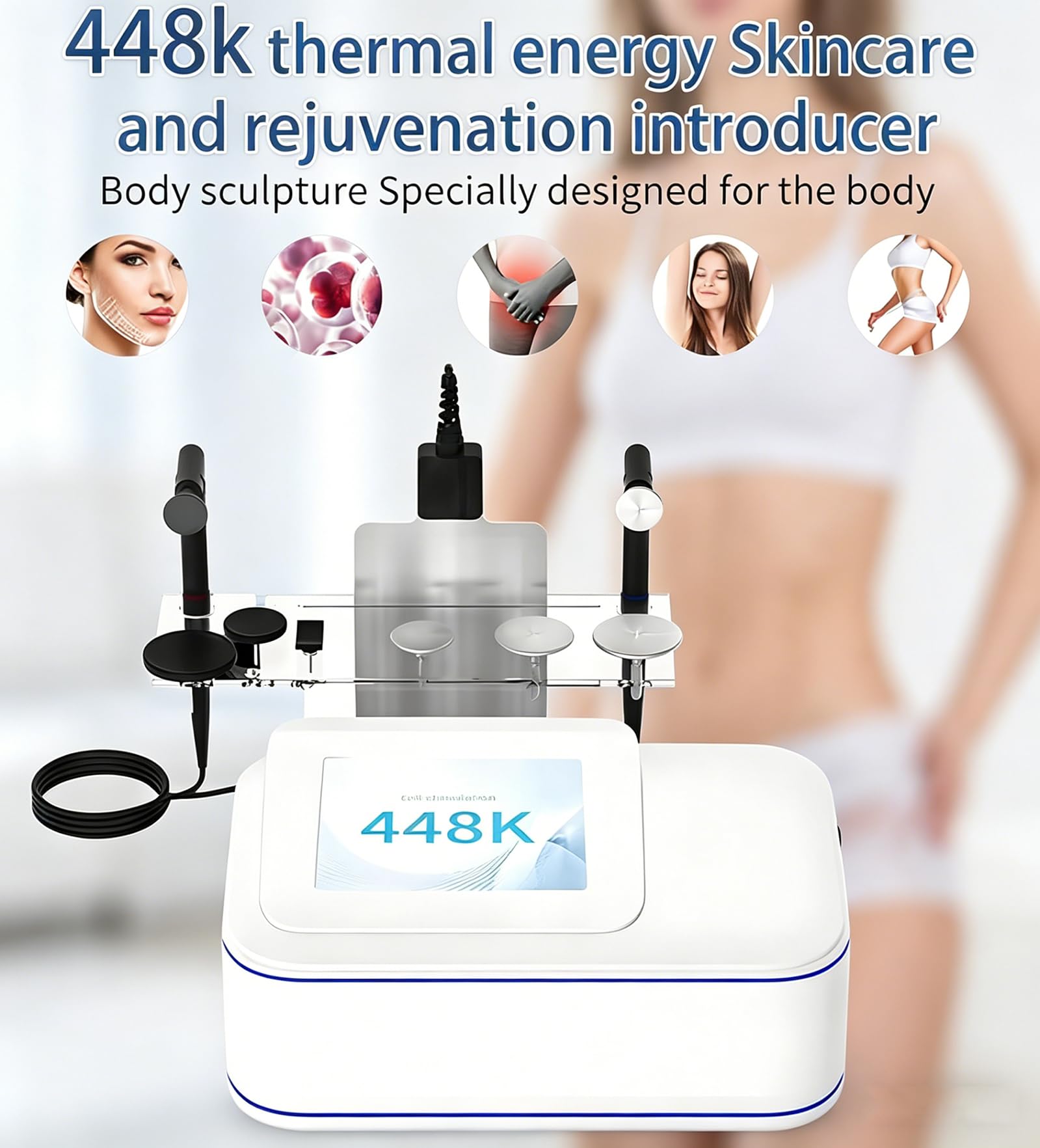 Apparecchio per Terapia Tecar a 448Khz - Apparecchio Professionale per Diatermia Cet/Ret per Il Dimagrimento Del Corpo, Apparecchio per Fisioterapia per Perdita Di Peso, Sollievo Dal Dolore Corporeo