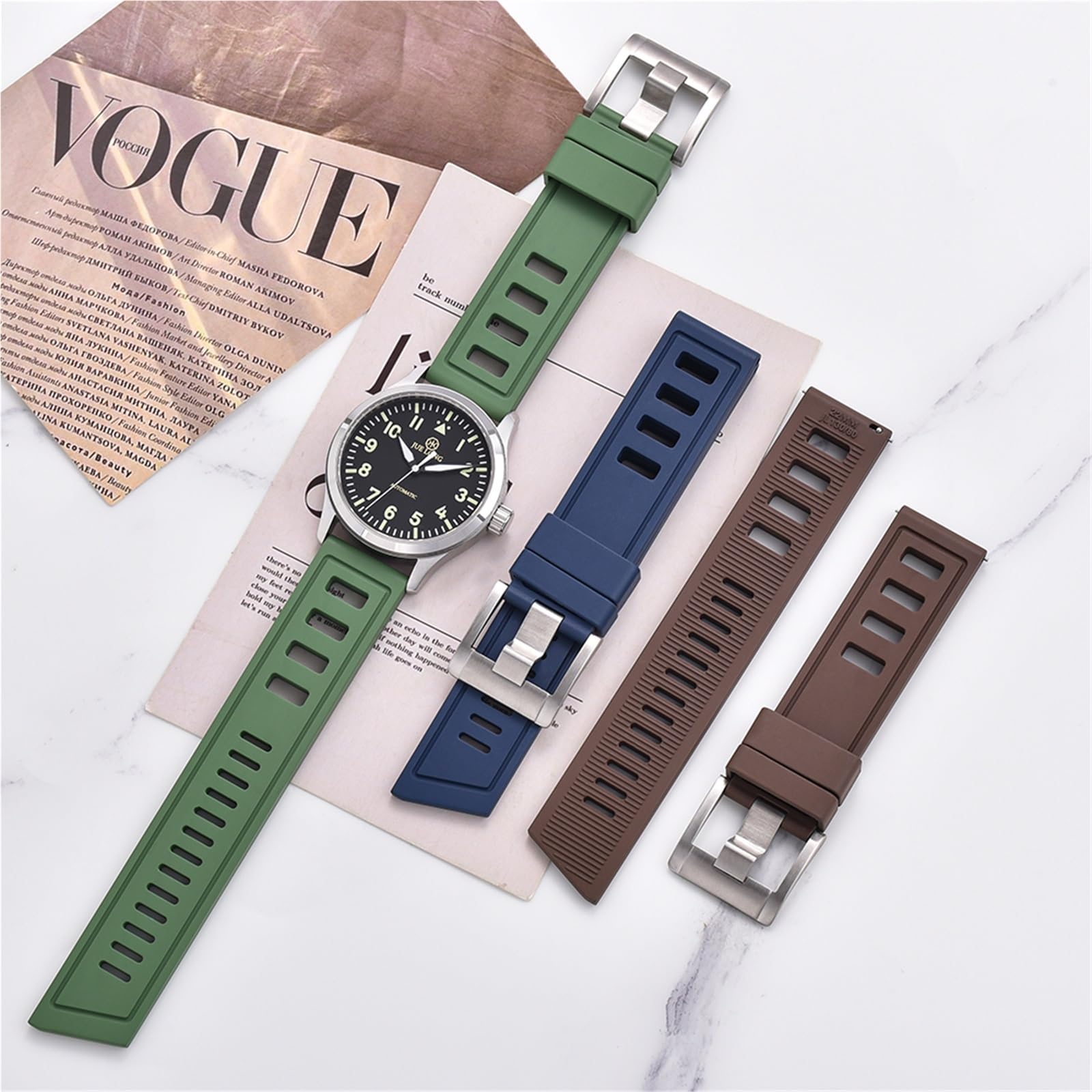 INFRI Cinturini per orologi in gomma fluorurata FKM 20mm 22mm Cinturini impermeabili a sgancio rapido per ogni marca di orologi subacquei
