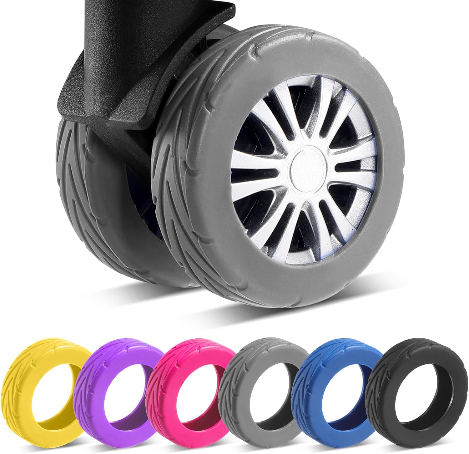 8 Housses De Protection Pour Roues De Valise - Caoutchouc Souple Anti-Bruit - Pour Valises 2 Roues (Diam. 5-6.5cm)