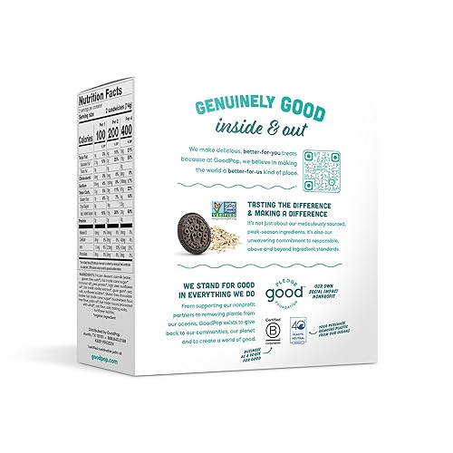 Miniatura 7 de GoodPop - Sándwiches de Chocolate y Vainilla Sin Lácteos - Sin OGM, Sin Gluten, 4 Unidades