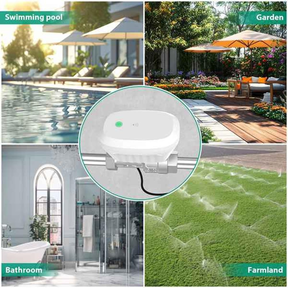 Válvula de Agua Inteligente Tuya con WiFi, Medidor de Agua, Caudal, Consumo, Visualización de Temperatura, Temporizador, Control de Vida Inteligente, Enchufe Europeo.