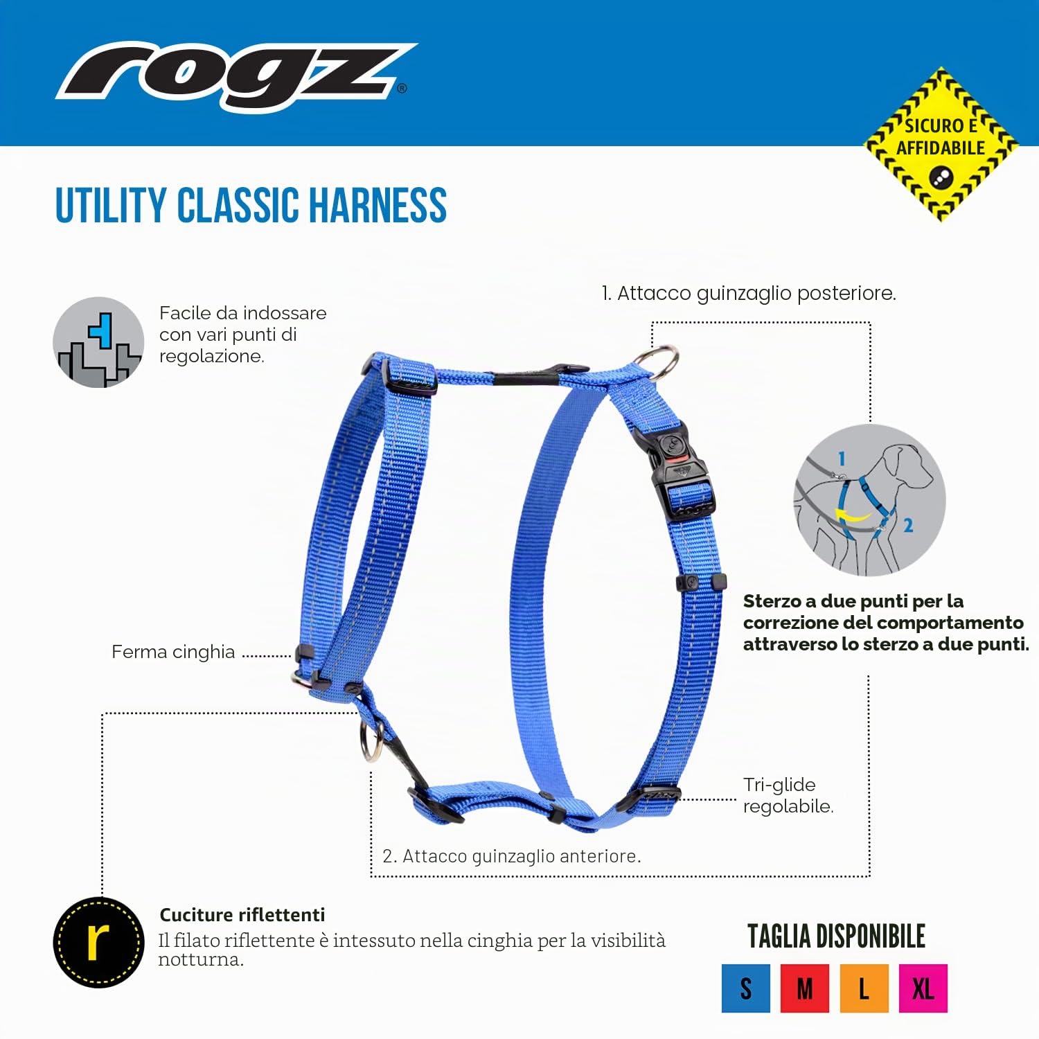 Rogz Utility Medium 5/20,3 cm Riflettente Serpente Regolabile Dog h-Harness