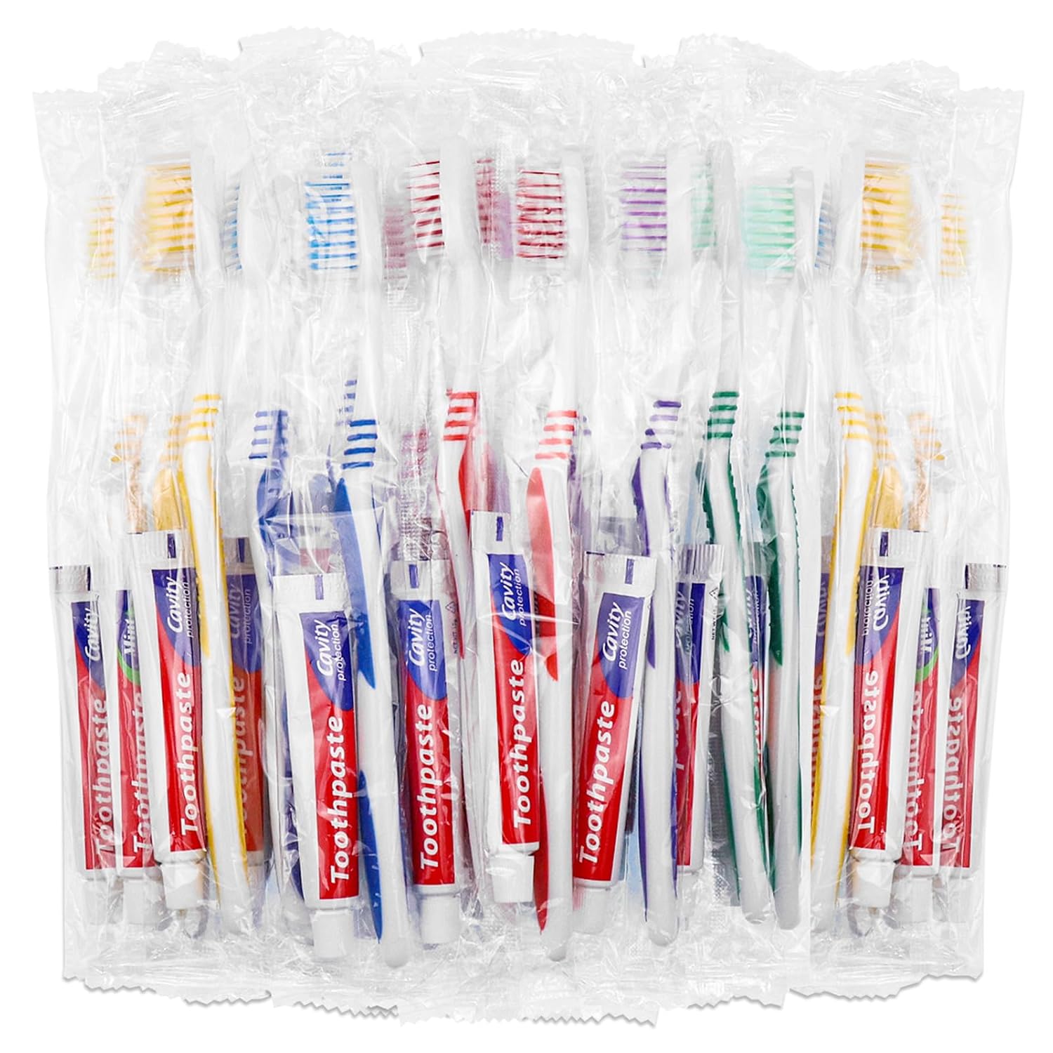 100 pcs Dispoable Toothbrushes with Toothpaste Bundle with 120 pcs Hotel Size Bar Soap Individually Wrapped