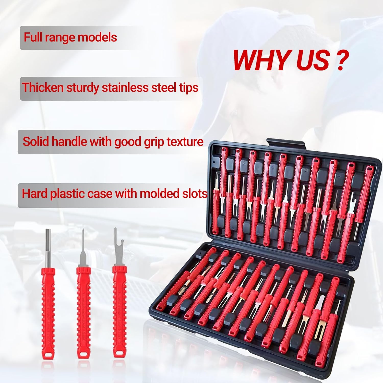 RILL Terminal Removal Tool Kit & 3V-72V Digital Test Light, 41PCS Pin Extractor Set with EVA Case for Car Truck Motorcycle Wiring Repair, Electrical Diagnostics & Connector Removal