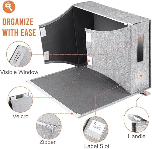 Miniatura 3 de Homaisson Paquete de 5 organizadores y almacenamiento de sábanas, organizadores plegables para armario de lino, contenedores de almacenamiento de