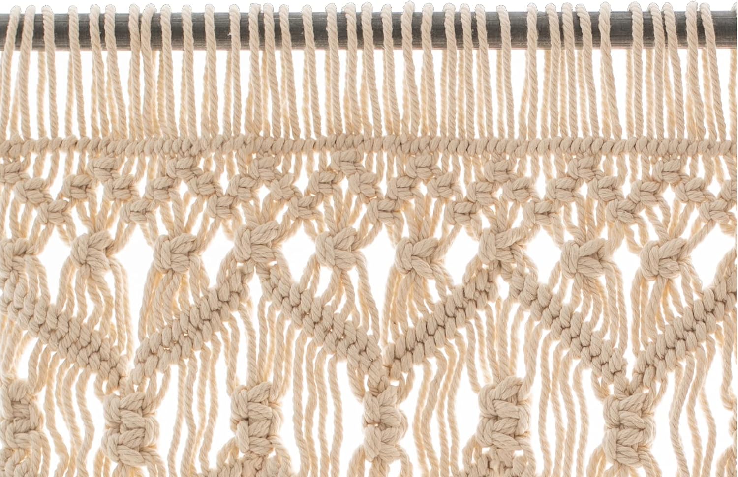 Boho Macrame Textured Cotton Valance - Kitchen Window Curtains & Wall Decor - Macrame Valance - Bathroom Window Curtains, 26" W x 27" L, Neutral