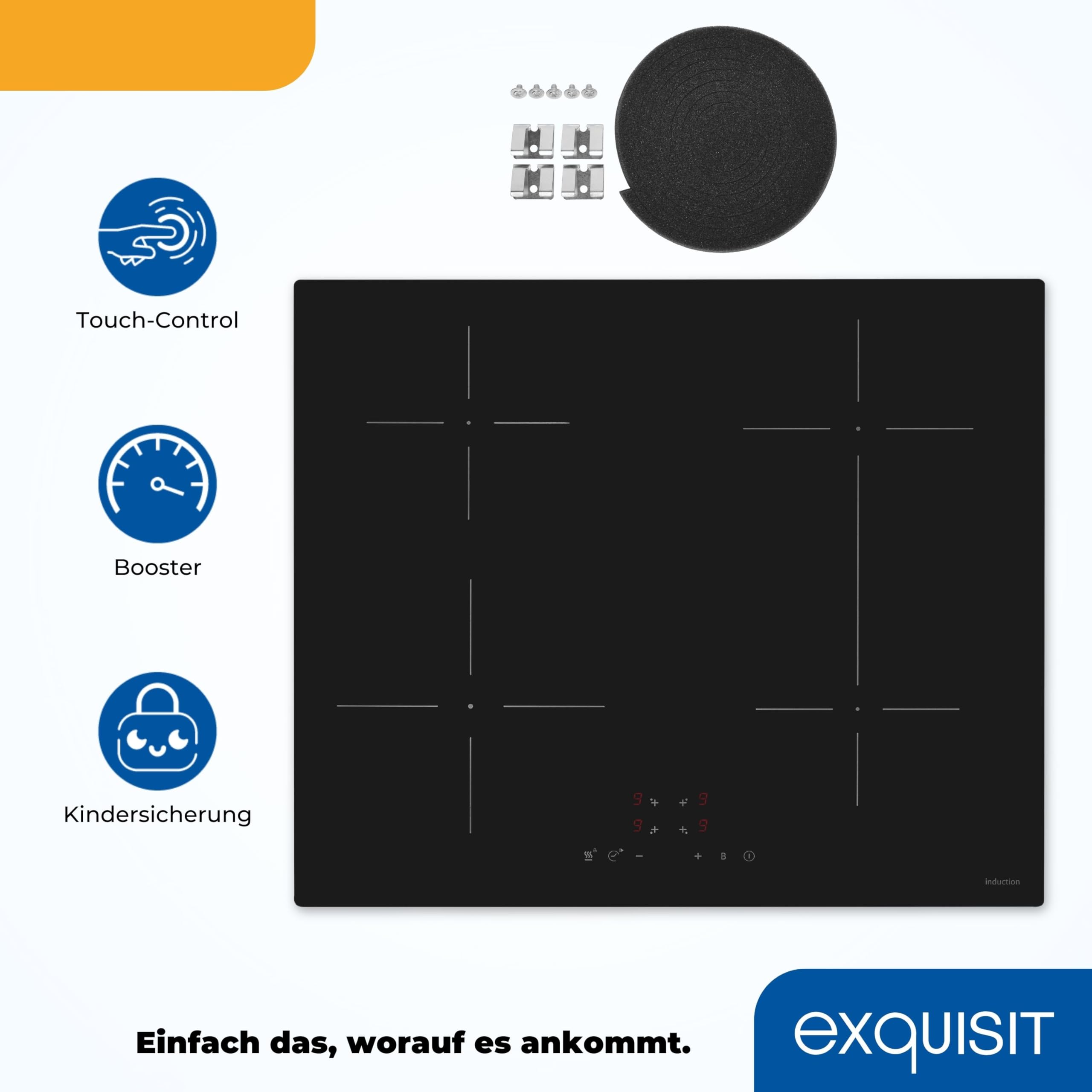 Exquisit EKI 600-SF-B-380 Induktionskochfeld - 4 Zonen - Autark - 7000 W