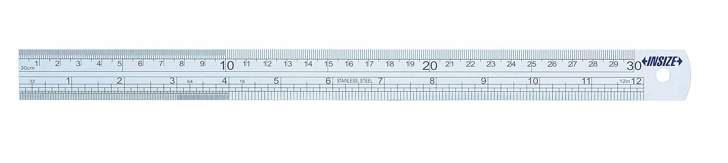 INSIZE 7110-1200 Steel Rule, 48"/1200 mm, Graduation 1/64", 1/32", 1/16", 0.5 mm, 1 mm