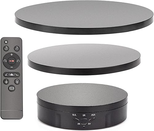 Leadleds Soporte giratorio 3 en 1 de 5 V, plato giratorio eléctrico de 360 grados con control remoto para fotografía y programas de video (negro)