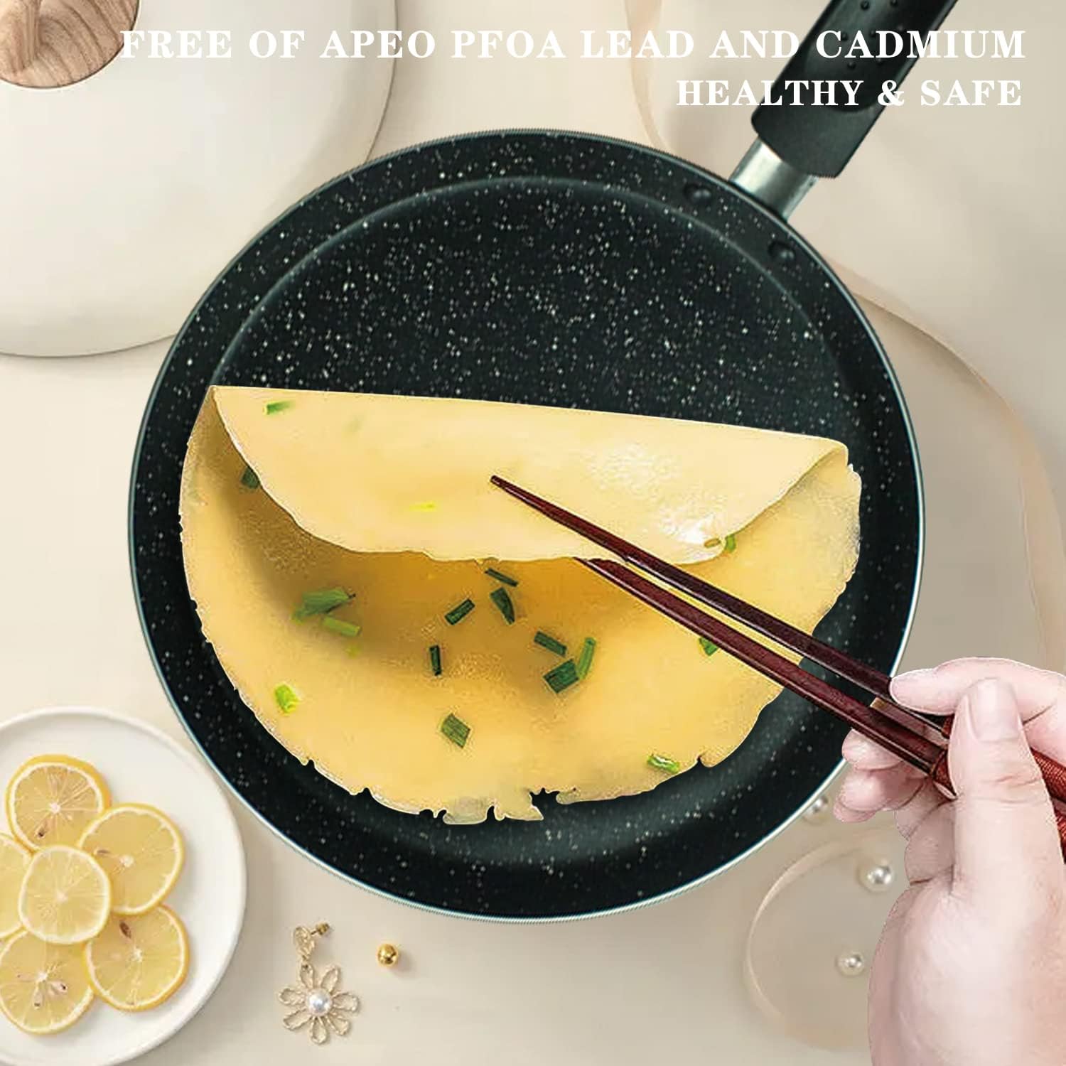 Nonstick Dosa Pan, Crepe Pan,Comal Para Tortillas, Non-Stick Pancake Griddle Compatible with Induction, also for Crepes.9.5 inch - Image 3