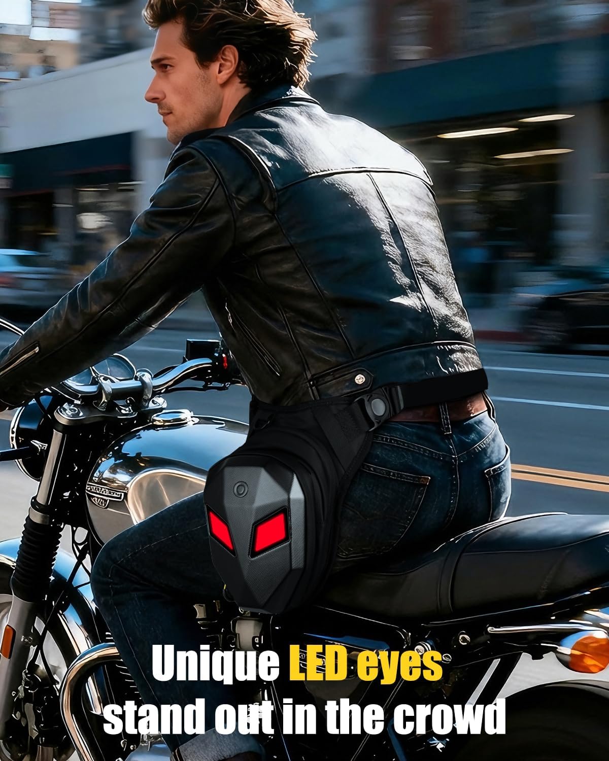 Devil's Eyes Motorcycle Leg Bag for Men & Women,Drop Thigh Bag with Removable Leg Straps,Hard Shell for Cycling、Running、Outdoors Sports,with Multiple Pockets(Power Bank Not Included) - Image 8