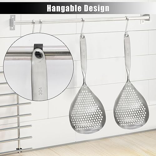 Miniatura 4 de Cuchara ranurada Skimmer, cucharas grandes de 15 pulgadas, colador de araña, cuchara para freír, freidora de drenaje, cucharas para cocinar