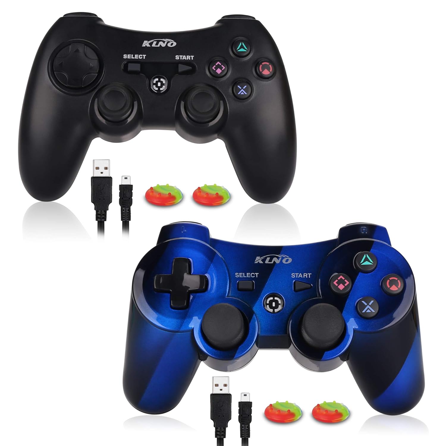 2 Pack Game Controller for PS3 Wireless Dual Vibration 3 KLNO Sixaxis
