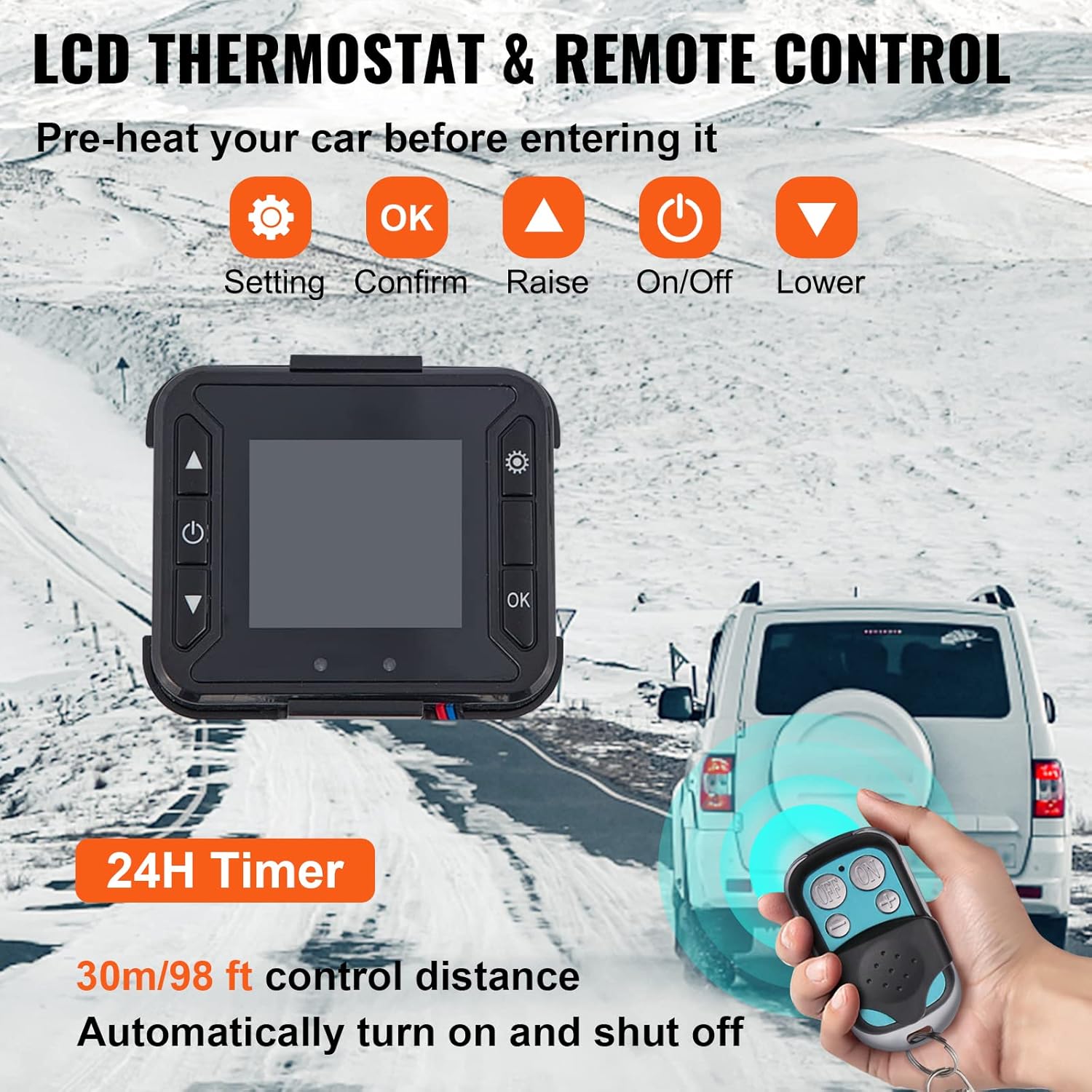 Happybuy 5KW Diesel Air Heater 10L Tank Diesel Heater 12V Diesel Parking Heater with LCD Thermostat Monitor & Remote Control for Trucks Boats Bus Car Motor-Homes Vehicle