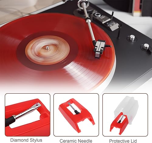 Miniatura 4 de Aguja para tocadiscos, 3 agujas de repuesto para tocadiscos duradero, repuesto para tocadiscos de vinilo, repuesto de lápiz óptico de diamante para