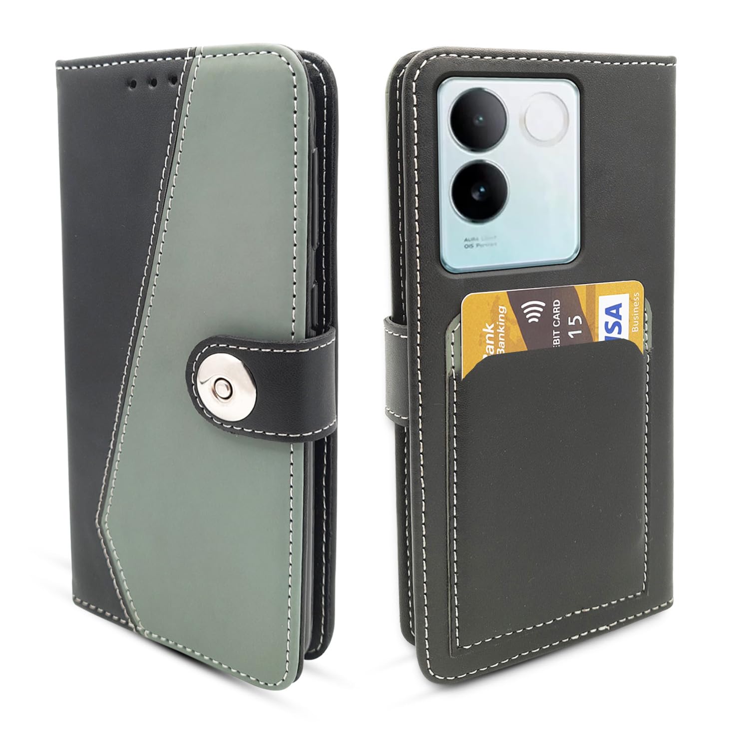Pikkme Vivo T2 pro 5G Flip Cover | Genuine PU Leather Finish | Full 360 Protection | Wallet Style | Inbuilt Pockets & Stand | Strong Magnetic Flip Case (Grey) (B0CLBF2ZFM) Amazon Price History, Amazon Price Tracker