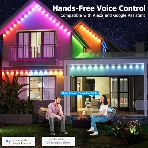 Miniatura 6 de Luz permanente para exteriores de 50 pies, luces LED inteligentes RGB Plus IC para casa, aplicacióncontrol remoto, compatible con Alexa, tira LED