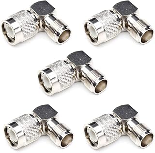 ANHAN 90 Degree TNC Connectors, TNC Male to Female Right Angle Adapters L Type TNC Coaxial Connectors RF Coax Connector for Antennas, Radios,Broadcast, Wi-Fi 5Packs