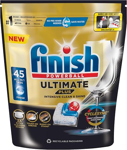 Finish 45s Ultimate Plus All-in-1, Fresh, Dishwasher Detergent For Intensive Clean And Shine