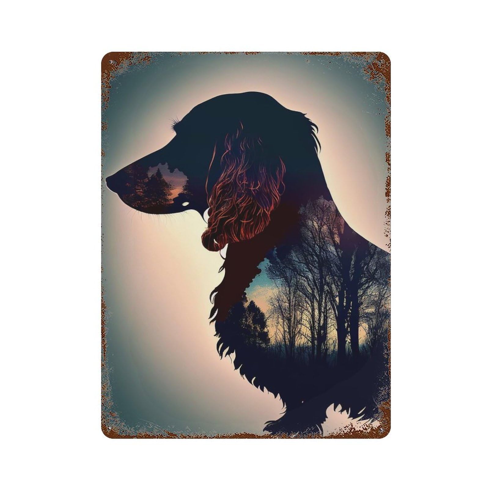 Dachshund Retro Wald Retro Metal Sign 15.7"x11.8", Ideal for Shed, Workshop And Garage Wall Decor