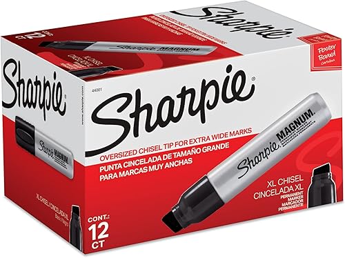 Sharpie Magnum - Marcadores permanentes (punta de cincel, 12 unidades), color negro