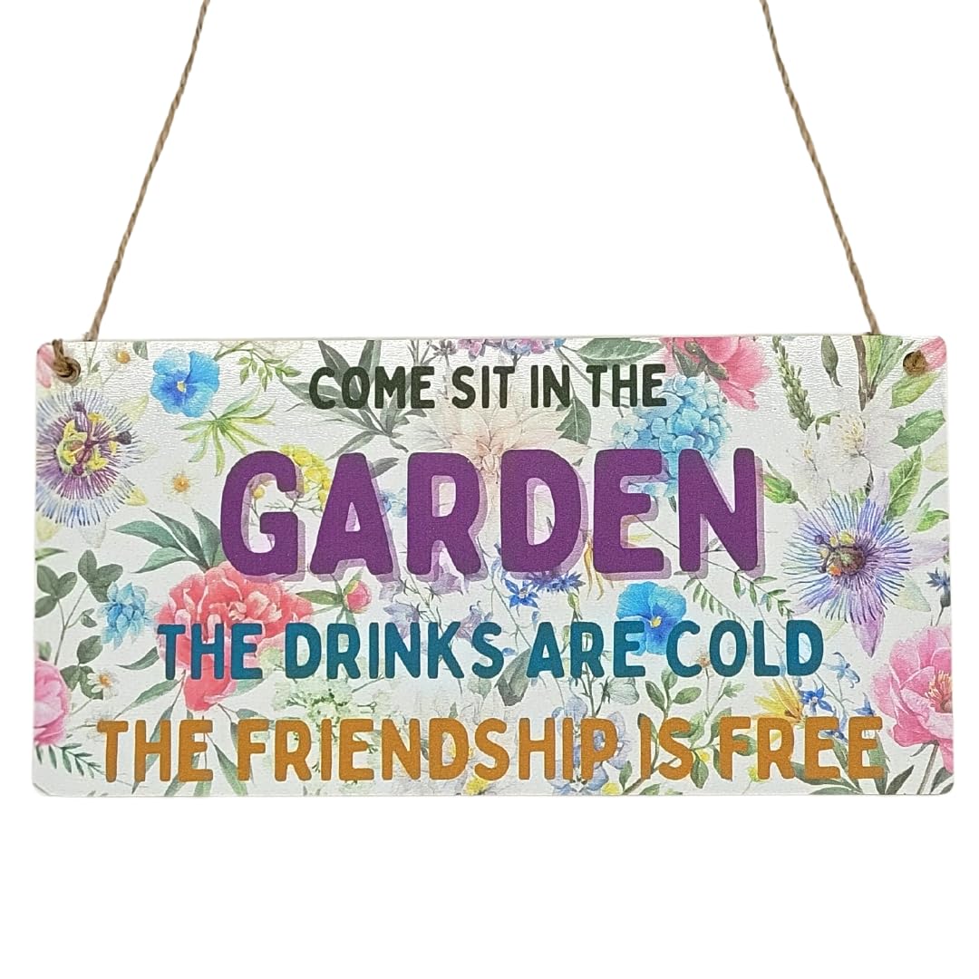 Second Ave Gift Company Wood Tone Second Ave Funny Sit In The Garden Wooden Hanging Rectangle Friendship Garden Sign Plaque
