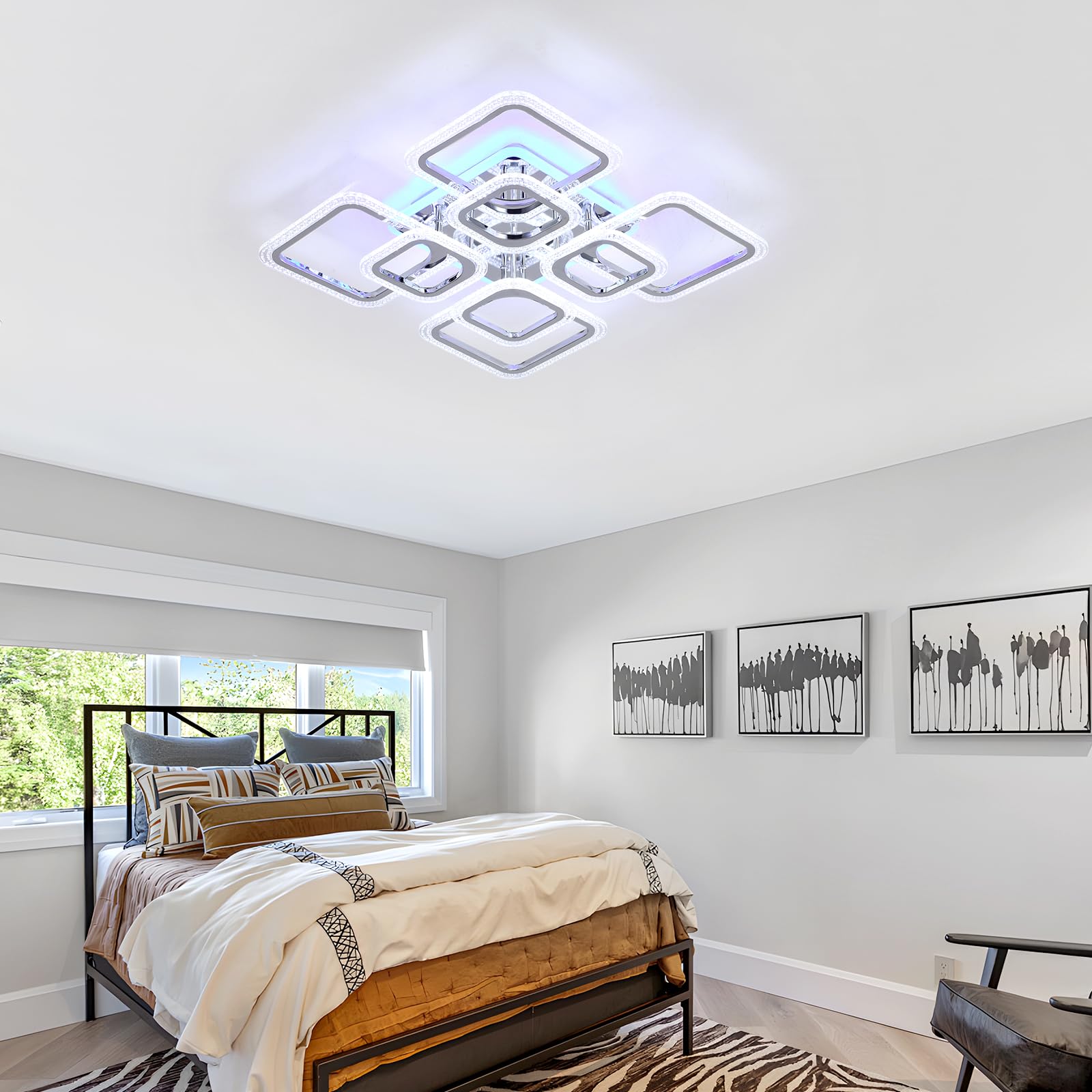 Plafonnier LED 72W RUYI Avec Télécommande - Luminosité Et Température Réglables 2800-7000K Pour Chambre, Salon, Cuisine