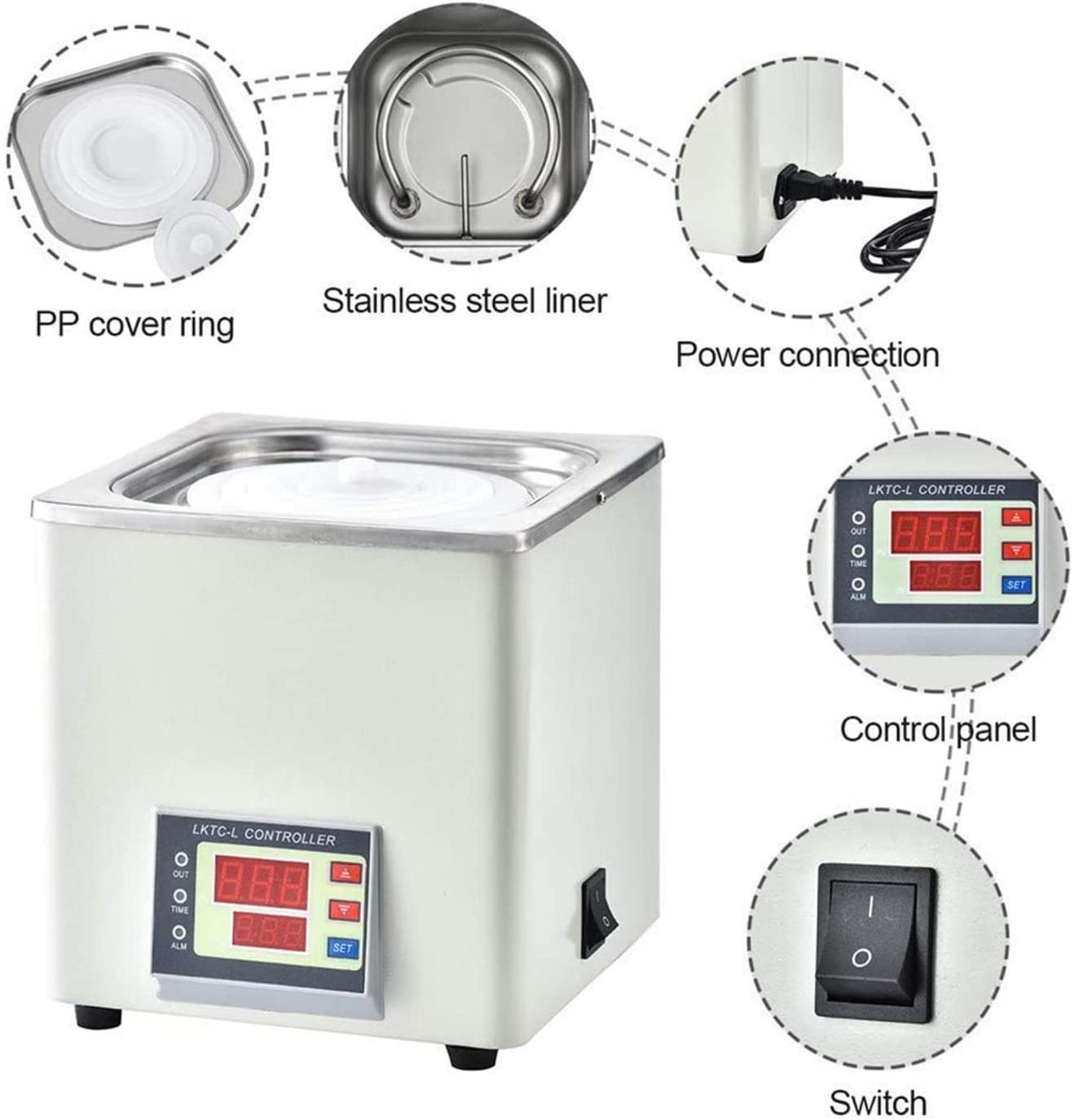 Baño María de Laboratorio Digital, baño María termostático con Aberturas seleccionables, Acero Inoxidable 304 resolución 0,1 ℃ Baño María eléctrico con Temperatura Constante