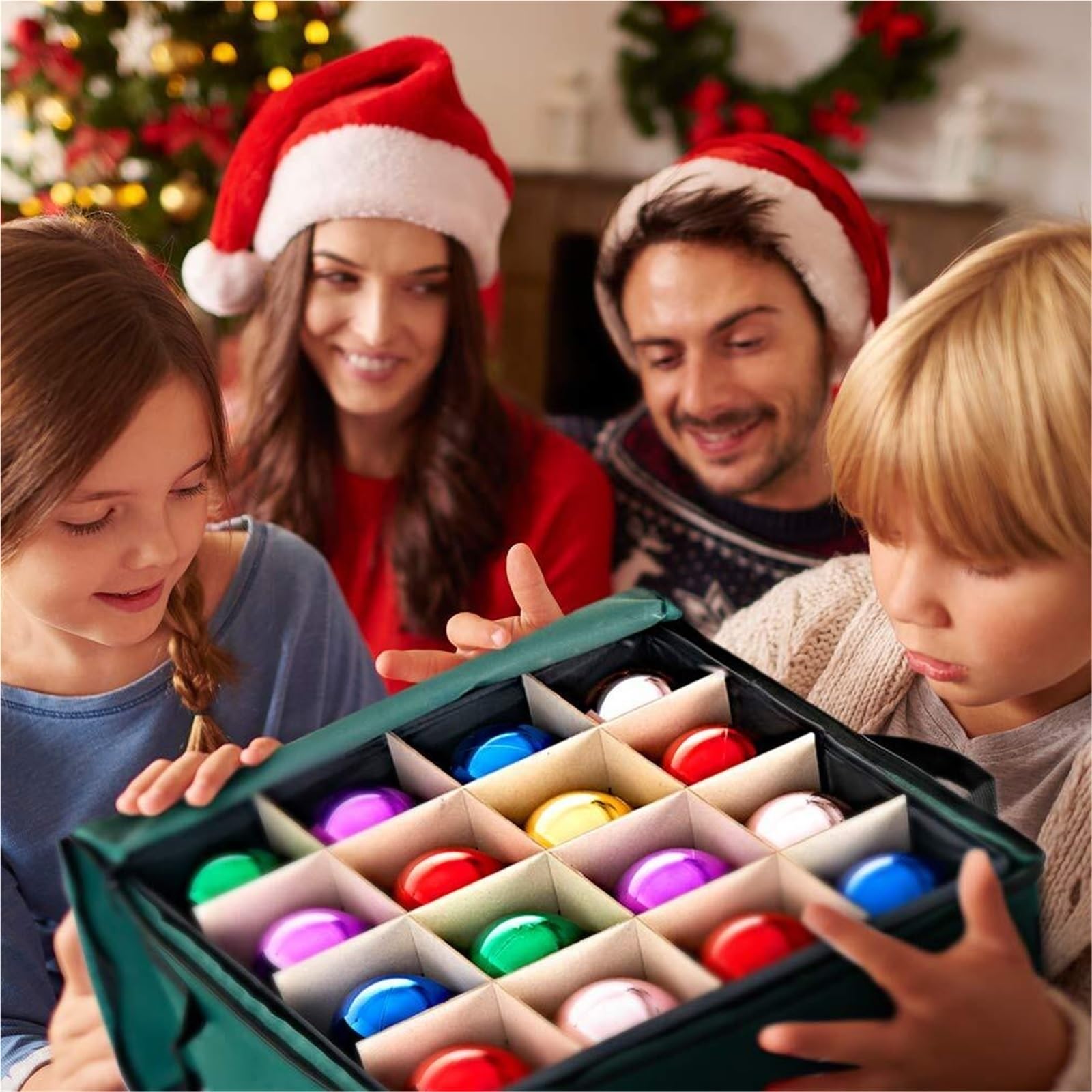 Weihnachtsdeko Aufbewahrung Die Aufbewahrungsbox for Weihnachtsdekorationen Bietet Platz for 48 Weihnachtskugeln for Organisieren Von Dekorationen Tasche für Weihnachtsbaum(Grün)