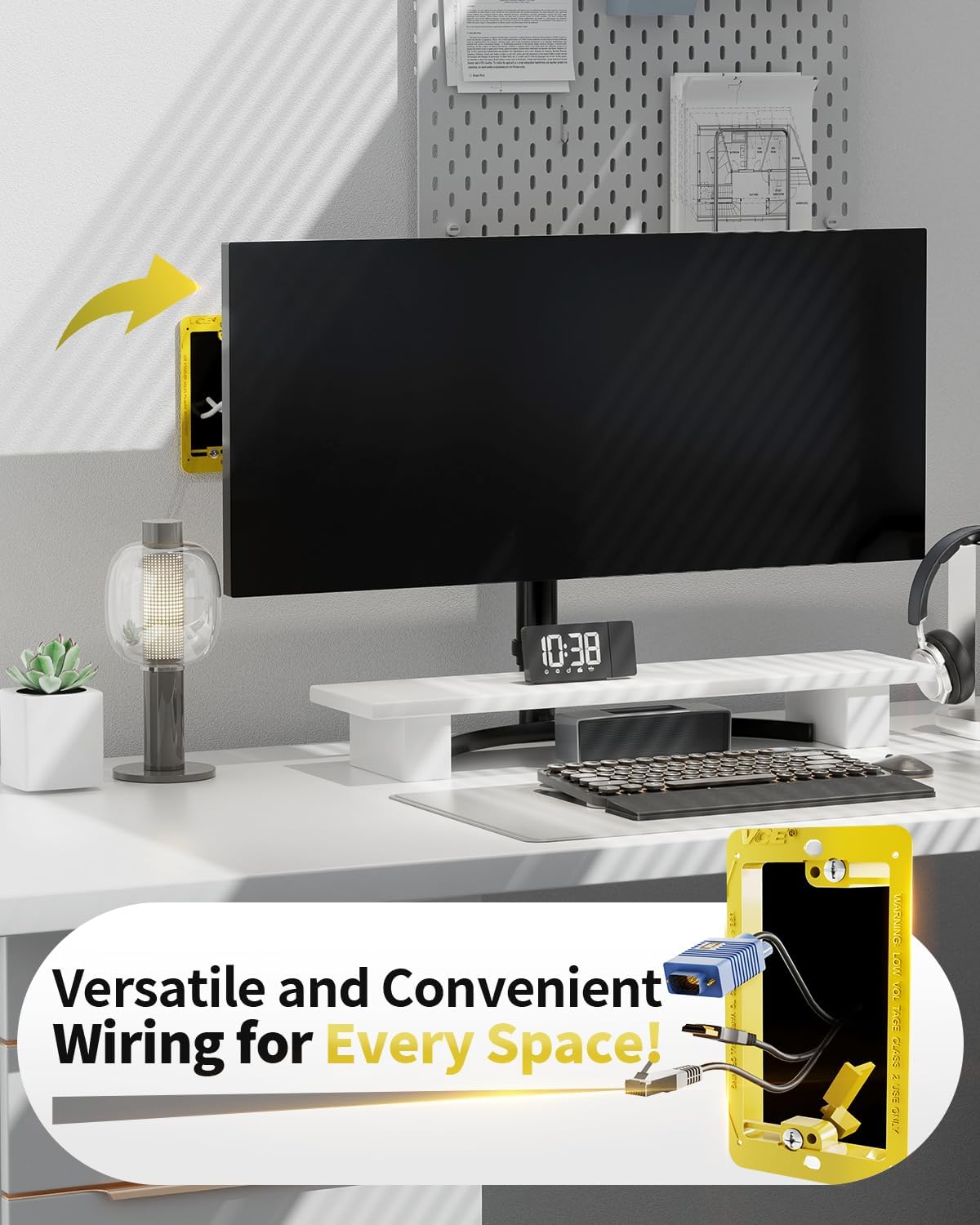 VCE Low Voltage Mounting Bracket (1 Gang, 5 Pack) for Single Gang Wall Plate, Telephone Wires, Network Cables, HDMI, Coaxial, Speaker Cables, Yellow