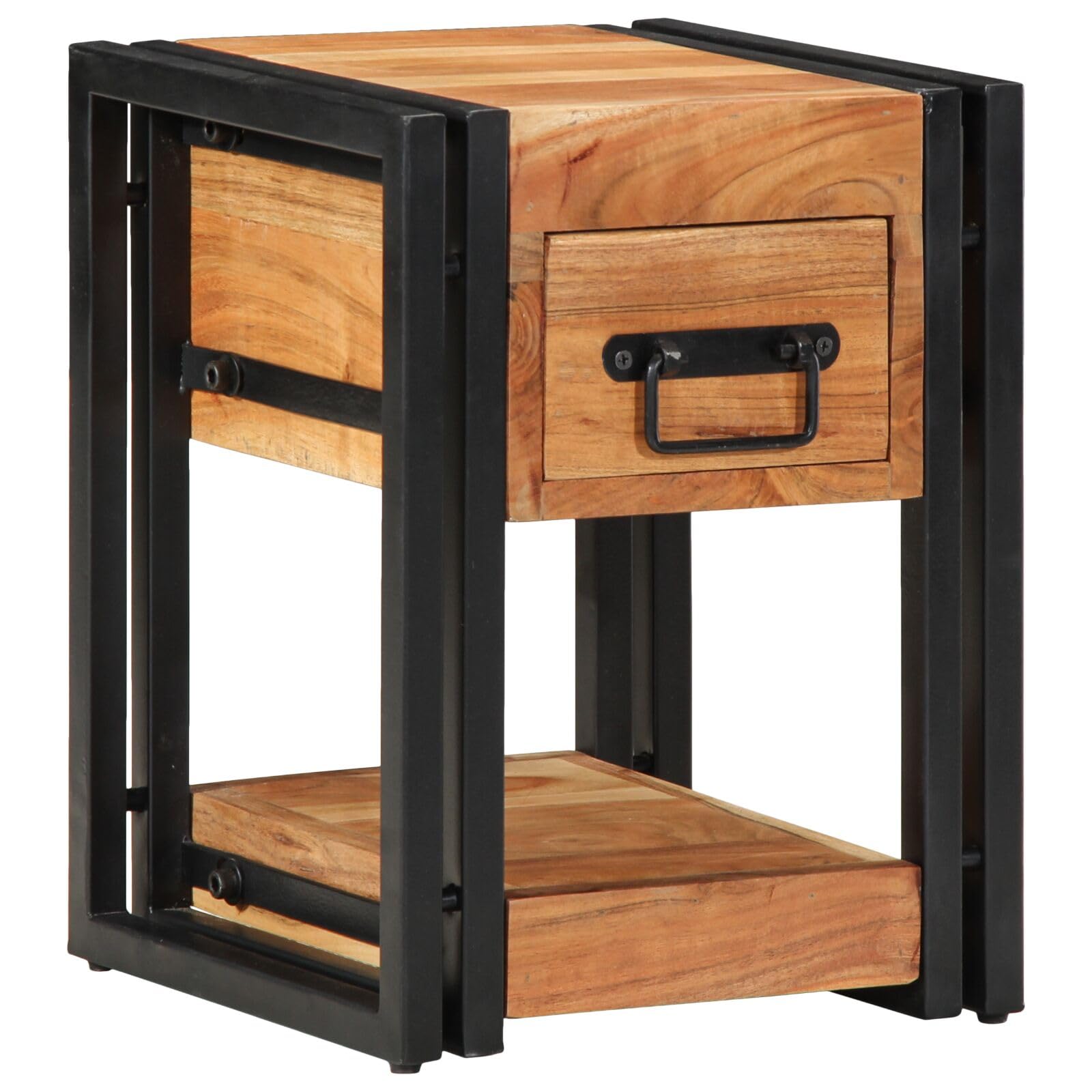 SXZenSpace 4016710 Nightstand 30x30x40 cm Solid Acacia Wood Bedside Tables Drawers Cabinet Side End Table Storage Organizer Home Stand for Bedroom