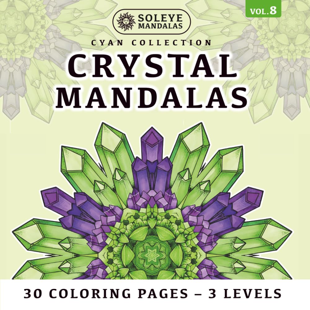 Crystal Mandalas : Relieve stress through Color Meditation (10 mandalas x 3 zooms): Mindfulness Coloring - Symmetrical design for left & right-handed